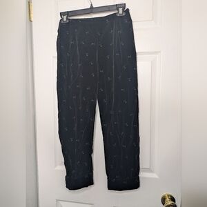 Vintage 90s Ann Taylor Denim Brand Velvet Floral Embroidered Pants Size 4